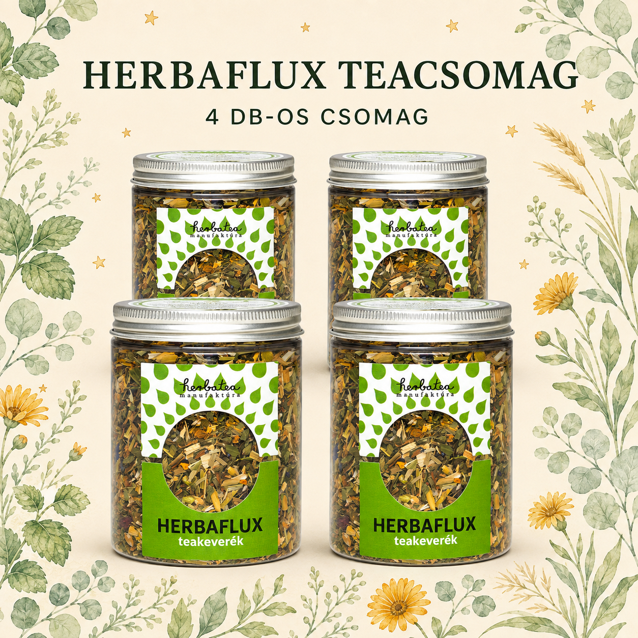 TEACSOMAG HERBAFLUX teakeverék csomag - kedvezménnyel (4 db)