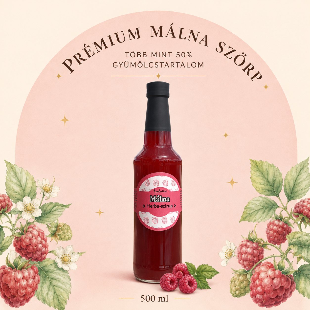 Prémium MÁLNA gyümölcs szörp/szirup 500ml